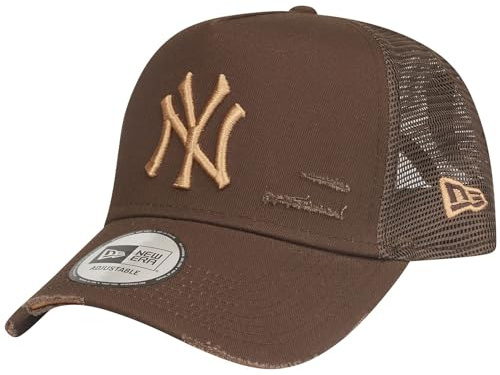 New Era Mesh Trucker Cap Distressed New York Yankees Walnut
