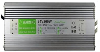 MPGOOD 1 unid/Lote 24V DC 12V Controlador LED 200W Impermeable IP67 12V Fuente de alimentación Transformador LED Alimentado 16.6A (Size : 24V)