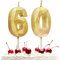 Prebarfun Gold Geburtstagskerzen Zahlen 60, Kuchendeko, 3D Kerzen für Torte, Party, Hochzeiten, Firmenfeiern, Jubiläen