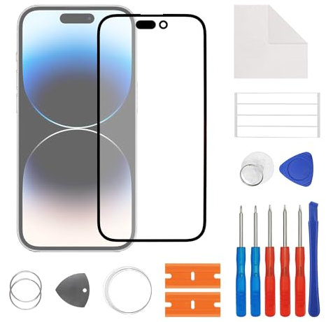 SwarKing Display Glass Front Glass Outer Screen Lens Replacement Compatible with iPhone 14 Pro with Repair Kit