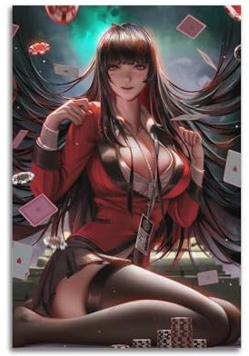ECGDFWAZ Kakegurui Jabami Yumeko Anime-Poster, Leinwandposter, Wandkunst, Dekoration, Wohnzimmer, Schlafzimmer, Dekoration, Poster, 20 x 30 cm, ungerahmter Stil
