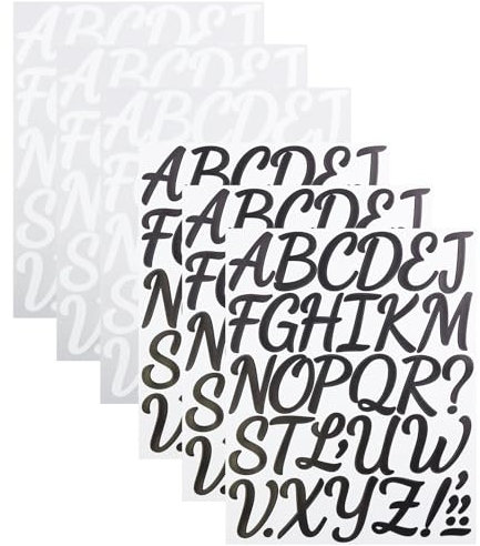 2 Inch Cursive Letter Stickers 6 Sheets, CMBBZZY Alphabet Stickers for Scrapbooking, Mailbox, Menu, Water Bottle, Name Tag, Invitation Cards Waterproof,Black&White