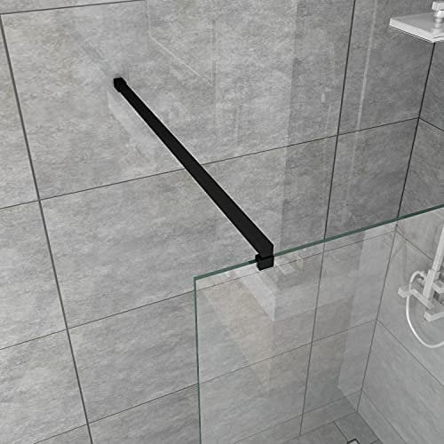 WITEN&NOCK 100 cm Schwarz matt Dusche Stabilisationsstange Glas-Wand Stabilisationsbügel Glasstärke 6 mm 8 mm 10 mm Edelstahl Eckig