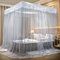 Generisch Zanzariera per letto matrimoniale, universale, quadrata, con struttura in acciaio inox e a T, 3 aperture laterali, baldacchino, zanzariera da viaggio a casa