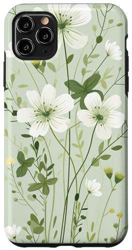 Cute Sage Green Wildflower Cottagecore Aesthetic Flower Case for iPhone 11 Pro Max