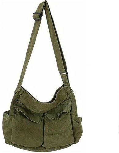 Gyios Damen-Umhängetaschen Vintage Handtasche Canvas Teenager Schultertaschen Messenger Bags Damen Handtasche Crossbody Geldbörse-Army Green-a
