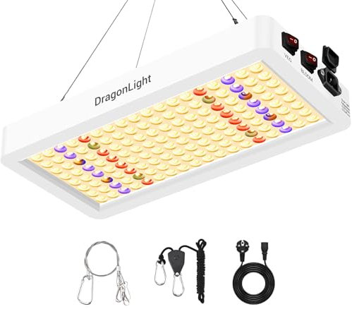DragonLight Neueste BW2000 Pflanzenlampe LED Vollspektrum mit UV IR, Doppelchips LED Grow Lampe mit 3-Meter-Kabel für Gewächshaus und Zimmerpflanzen Gemüse und Blumenanbau