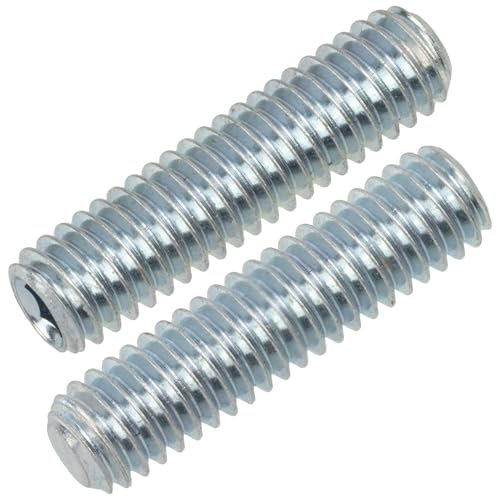 AERZETIX - NV18849 - Juego de 12 Tornillos prisioneros sin cabeza M4x16mm con punta plana - huella HEX2 a 6 lados hueca - en acero - color plata