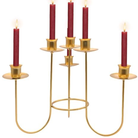 Candelabro de chimenea, candelabro de pilar, pieza central para velas, soporte para mesa de suelo, soporte con 6 candelabros de hierro para centros de mesa, decoración de boda y comedor