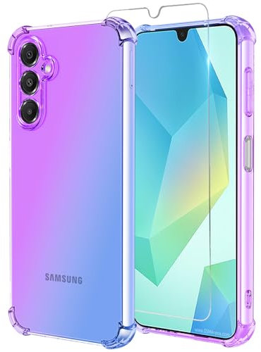Osophter for Samsung Galaxy A16 Case: with 1pcs Screen Protector two color gradient reinforced corner TPU shock absorption flexible Cell Phone Cover for Galaxy A16(Purple Blue)