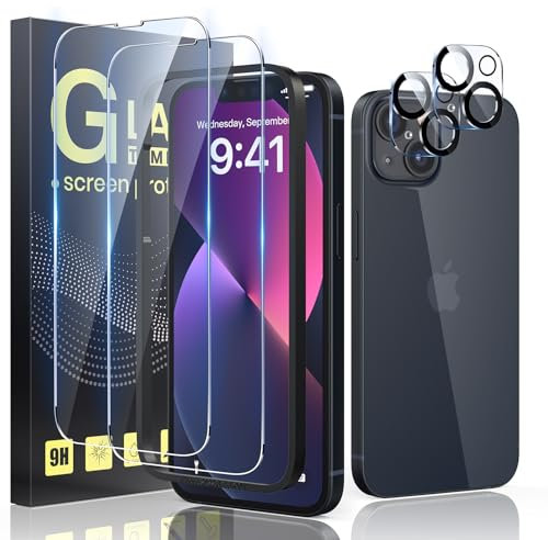 Guretok 2+2 für Panzerglas für iPhone 13 mini mit Frame mit Kameraschutz 5,4, Militärnorm 9H Härte Schutzfolie HD Klar Panzerfolie für iPhone 13 mini [Anti-Bläschen] [Kratzfest]