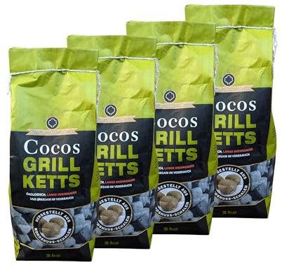Kokosnuss Cocos Grillbriketts Premium Qualität aus Kokos-Kohle | 6kg 9kg 12kg 15kg | extra Lange Brenndauer | Umweltfreundlich & Raucharm + GRATIS HL Kauf Block (12kg + 1 HL Kauf Block)