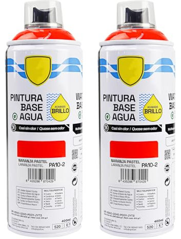 various - Pintura Spray Base Agua 400ml,Ecológica y Sin Olor,Para Muebles,Metal,Plástico y Madera,Colores Duraderos,Cobertura Uniforme - Naranja Pastel,2 unidad