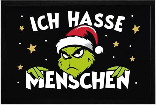 MoonWorks® Fußmatte Weihnachten Grinch Keine Menschen Anti Weihnachtsdeko Weihnachtsmuffel rutschfest & waschbar schwarz 60x40cm