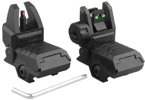 HOUSON Flip-Up-Sights Visier，Faltbare Visiere Tactical Backup Sight Rapid Transition BUIS Backup Sight Backup-Visierset für 20mm Picatinny R124