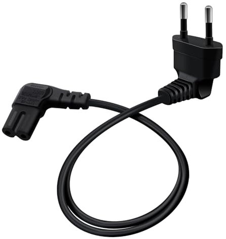 HuaLiSiJi Euro Netzkabel C7 2.5A 250V Netzkabel Stromkabel C7 90 Grad 2x0.75mm² für PS4, PS5, TV, Laptop, Monitor, Drucker (Schwarz 90° Grad, 1.5m)