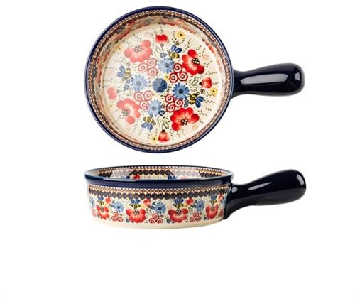 JUNCHENG1008 backblech Unterglasurgeschirr for den Haushalt, Keramik, Hochtemperatur-Auflaufform, große Kapazität, Griffschüssel, Tiefe Schale Keramik-backblech(16.3cm)