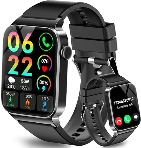 STECEi 1.95'' HD Montre Connectée Femme avec Appel Bluetooth, Montre Sport avec 110+ Modes Sportifs, Noir