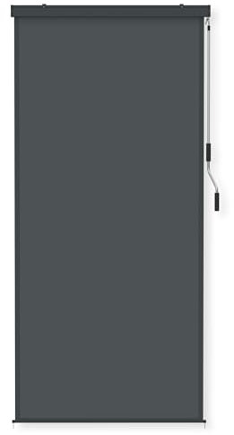 FIVMEN Senkrechtmarkise Außen 120x250 cm Aussenrollo Wetterfest Sonnenschutz mit Handkurbel Sonnenschutzrollo Balkonrollo 120 cm Breit Balkonschutz Balkon Sichtschutz für Terrasse Garten, Anthrazit