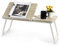 MEUBLE COSY Table de lit Tablette pour Prdinateur Portable Plateau Réglable Petit Bureau Nomade Support PC, Chêne + Blanc, 65x30x27.5cm