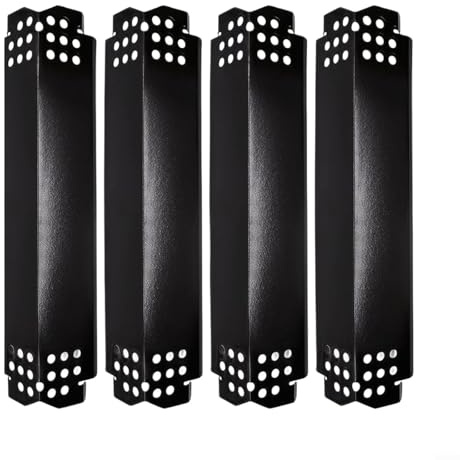 Lot de 4 plaques chauffantes pour barbecue à gaz, pièces de rechange en porcelaine et acier, 37 x 10,4 x 4,2 cm