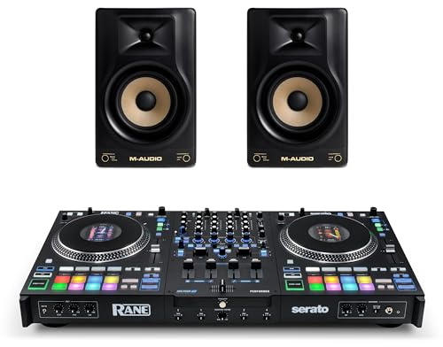 Rane PERFORMER DJ Controller and M-AUDIO Forty Sixty Pair Studio Monitors for Studio Recording, Music Production, Podcasting, Streaming
