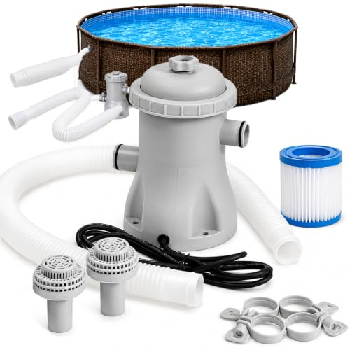 Cartridge Filter Pump System, 330 GPH Flow Rate Powerful Pool, High Efficiency Electric Filter for Above Ground Pools
