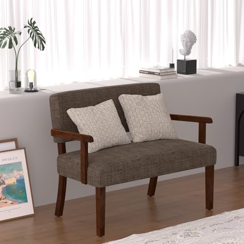 EOSVALO Sitzbank mit Lehne, Küchensofa, Esszimmerbank, 110x66x83cm | Küchenbank mit Weichem Sitz und Armlehnen, für Wohnzimmer, Esszimmer, Leseraum und Warteräume