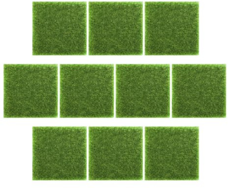 DEARMAMY 10 Stück Kunstrasenmatten 15x15cm Reißfeste Pp Kunststoff Grasmatten Immergrün Dicht Selbstgemacht Gartendeko für Innen Außen
