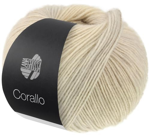LANA GROSSA Corallo | Edle Baumwoll-Netzgarnstruktur mit Merinofasern und dezentem Farbverlauf | Handstrickgarn aus 70% Baumwolle & 30% Schurwolle | 100g Wolle, Stricken & Häkeln | 105m Garn FB 10