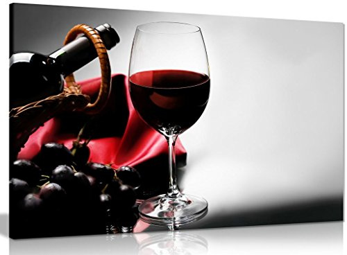 Red Wine Drink Grape Food Kitchen Canvas Wall Art Picture Print (12x8in)
