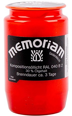 Memoriam Kompo Öllicht Nr. 33 - rot, weiß oder blau - 3 Tage Brenndauer - 20 Stück (rot)