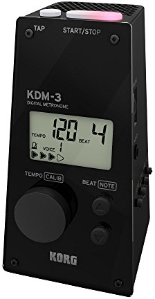 KORG Metronom KDM3, digitales Metronom in Pyramidenform, Metronom mit integrierter Sound- und Rhythmusauswahl, Sound-Out-Stimmgerät, schwarz
