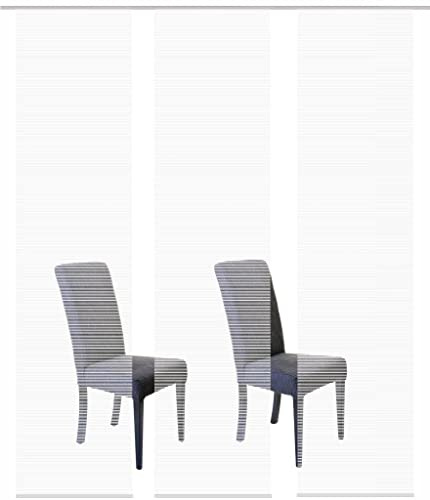 VISION S 88401 | 3er-Set Schiebegardine ROM | halb-transparenter Stoff in Bambus-Optik | 3X 260x60 cm, Farbe:weiß