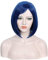 Linfairy Damen kurze blaue Perücke mit Pony Halloween Kostüm Cosplay Perücke
