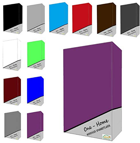 one-home Microfaser Spannbettlaken Spannbetttuch Bettlaken Betttuch mit Rundumgummi, Farbe:Lila, Maße:180x200 cm - 200x200 cm