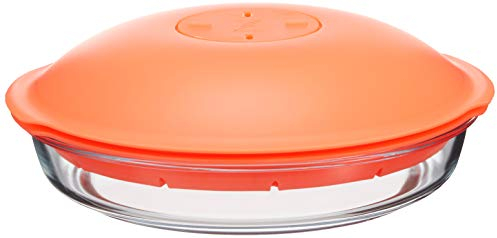 Pasabahce PA-59524-61-7120 Cuociador de Vapor Microondas Zest de Cristal con Base Interna y Tapa de plástico, Naranja, 1,8 l, Multicolor