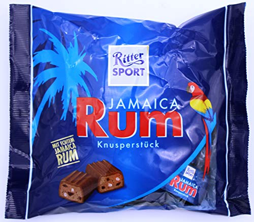 Ritter Sport Jamaika Rum Knusperstück Beutel, Knusperstückchen mit echtem Jamaica Rum, gefüllte Vollmilchschokolade, geeignet für Muttertag und Vatertag, 10 x 200 g