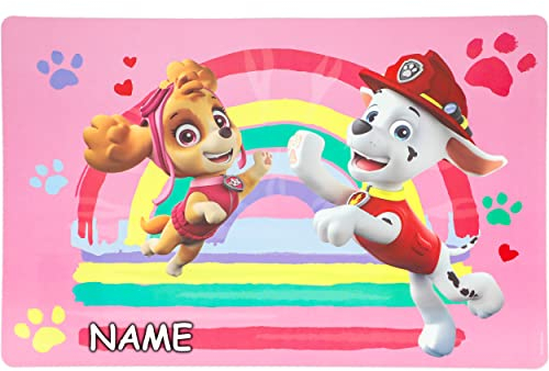 alles-meine.de GmbH Unterlage - Paw Patrool - Hunde - inkl. Name - als Tischunterlage/Platzdeckchen/Malunterlage/Knetunterlage/Eßunterlage/Platzset/Platzmatte - 42 cm..