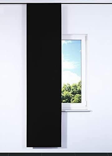 Rollmayer SCHIEBEVORHANG FLACHENVORHANG SCHIEBEPANEL SCHIEBEGARDINE Vorhang RAUMTEILER 60 x 245 cm Kollektion Vivid(Schwarz 34, Klettband + Paneelwagen)