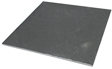 Acan Tradineur - Plato de Pizarra Cuadrado, Bandeja para hosteleria, Servicio y degustación, Canto rústico, Tabla de Piedra Natural para Servir Aperitivos - 25 x 25 cm