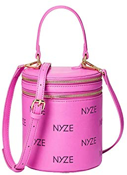 NYZE Damen Crossbody Round - 100% Vegane Umhängetasche mit Henkel Pink