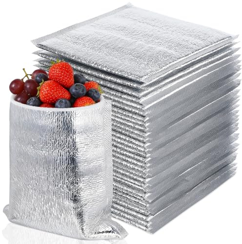 DOITOOL Reusable Insulation Bags 50PCS Insulated Shipping Thermal Box Liners Metalized Box Liners Waterproof Insulated Shipping Container for Camping Picnic (20x20CM)