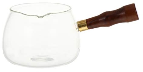 Yardwe Glass Tea Pot Glass Teapot Glass Creamer Pitcher Milk Cream Tea Serving Pitcher Creamer Jugs Heat Resistant Stovetop Teapot with Handle 350ml Double Wall Glass Coffee Mug