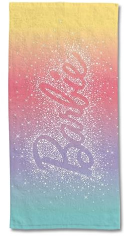 SAHINLER créateur d'univers Barbie - Asciugamano da spiaggia Barbie arcobaleno, 75 x 150 cm, 300 GSM, 100% cotone, multicolore