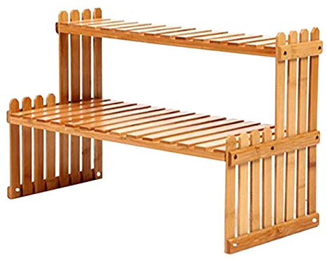 Estantería para plantas y macetas, madera, expositor con 2 estantes para interior y exterior, jardín, balcón, estantería para estantes exterior para interiores