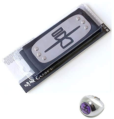 Vophifo Ninja Stirnband Ring von Akatsuki Cosplay (Stirnband und Fingering von Sasori)