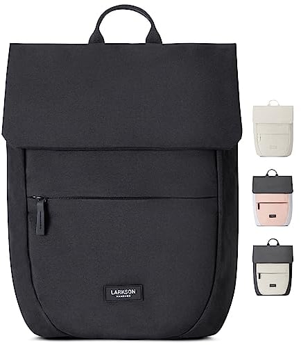 LARKSON Rucksack Damen Klein Schwarz - Ronja - Moderner Tagesrucksack mit Laptopfach für Uni Business City - 10L - Nachhaltig - Wasserabweisend