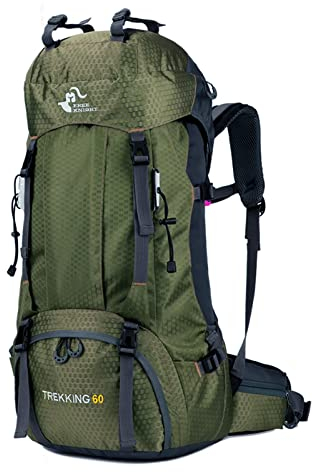 free knight 60L Wasserdichter Rucksack, ultraleichter, packbarer Kletterfischer Reiserucksack Tagesrucksack, handliche Faltbare Camping Outdoor-Rucksack-Tasche mit Regenschutz (Armeegrün)