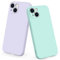 Tobfit 2 Pièces Coque Silicone Liquide Ultra Fine Con Doublure Douce en Tissu Microfibre, Case de Protection Complète du Corps pour iPhone 13 6,1 Pouces (Violet+Mint)